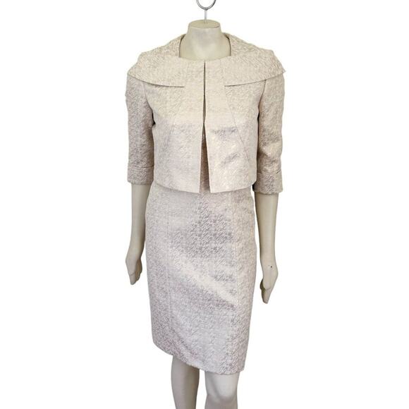 NWT TAHARI ASL 2 Piece Formal Set in Gold Metallic  Dress Jacket  SZ 4 - Picture 1 of 16